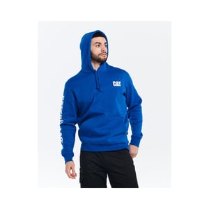 Caterpillar Handelsmerk Banner Katoenen Heren Blauwe Hoodie Sweatshirt