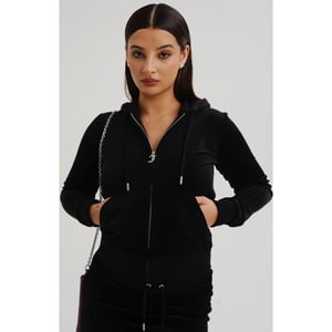 Juicy Couture Robertson Classic Jacket Polyester Women's Black Hooded Sweatshirt