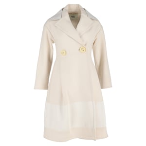 Fendi Double-Breasted Coat in Cream Wool