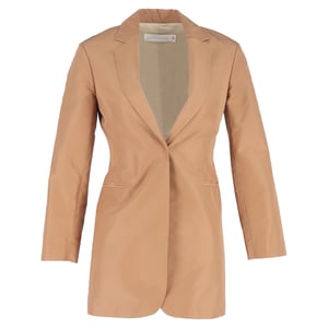 Victoria Beckham Enkele-Geknoopte Blazer in Bruin Katoen