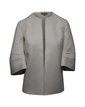 Michael Kors Collectie Asymmetrische Engel Mouwen Jasje in Witte Wol