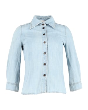 Chloe 3/4 ärm skjorta i ljusblå denim