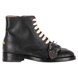 Gucci Queercore Brogue Wingtip Boots in Black Leather