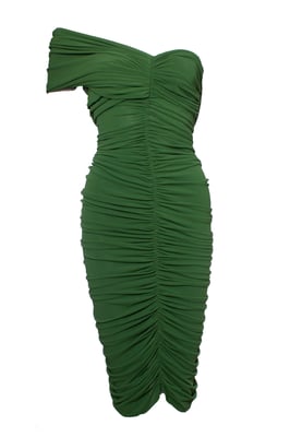 Lanvin groene draped jurk met één schouder