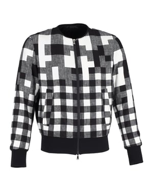 Neil Barrett Checkered Bomber Jacket in Black Viscose