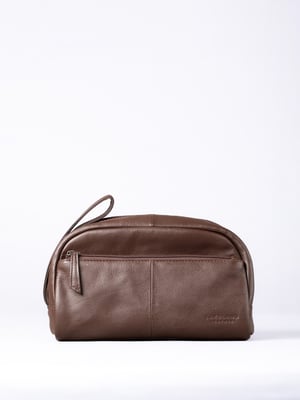 Silloth Leather Washbag in Brown
