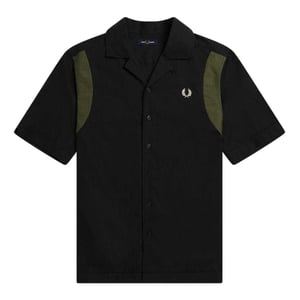 Fred Perry Heren Gelaagd Korte Mouwen Bowling Overhemd (Zwart)