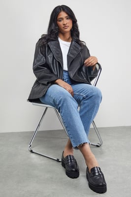 Faith: Beatie Leather Penny Chunky Creeper Loafers