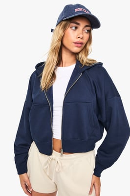 Boxy Balloon Sleeve Oversized Zip Through Hoodie