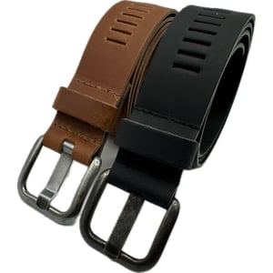 ARIESZZZ Riem unisex leder cognac zwart 2 pack