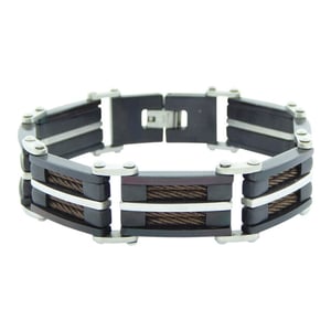 Christian Leather and steel bracelet