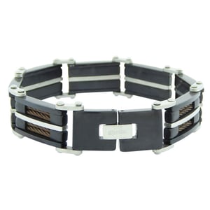 Christian Leather and steel bracelet