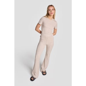 Alix The Label Ladeis knitte a jzquard pant taupe