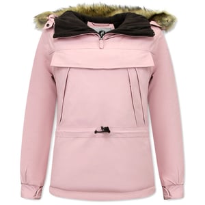 Matogla Anorak winterjas met bontkraag pink