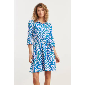 Smashed Lemon 25245 cobaltte grafische geprinte jurktravelkwaliteit |