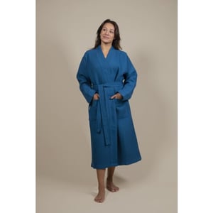 CozyLion Sauna badjas wafelstof dames & heren azur blauw |