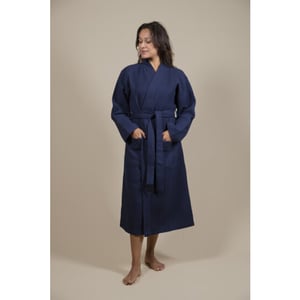 CozyLion Sauna badjas wafelstof dames & heren donker blauw |