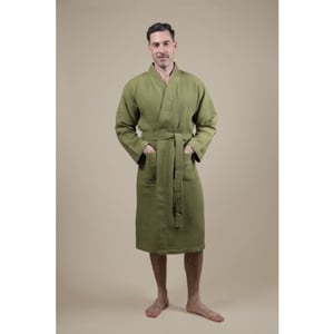 CozyLion Sauna badjas wafelstof dames & heren olijf groen |