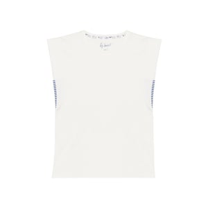 By Louise Dames capri korte pyjama set wit/blauw gestreept