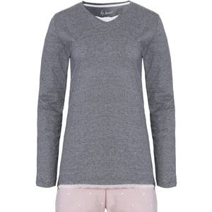 By Louise Dames pyjama set lang katoen grijs / roze