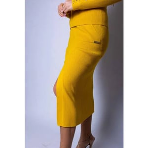 Twin-set Geribbelde midi-rok met split