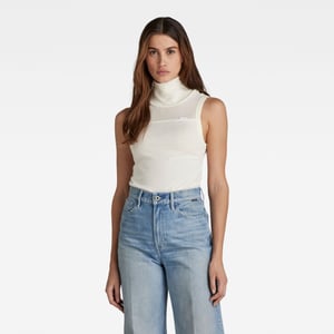 G-Star Fabric mix funnel tank top ecru