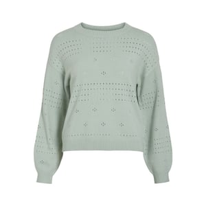 Vila Viril ls o-neck pointelle knit top mint