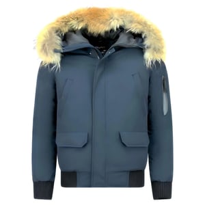 Enos Korte winterjas met bontkraag