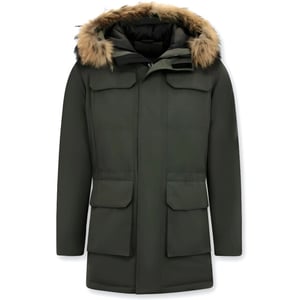 Enos Winterjas parka met grote echte bontkraag