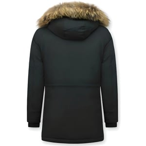Tony Backer Lange winterjas met grote bontkraag