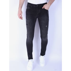 Local Fanatic Stone washing slim fit jeans met stretch 1105