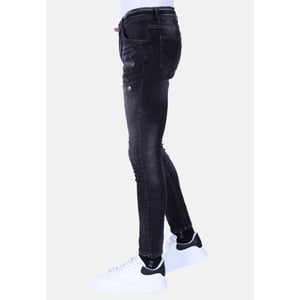 Local Fanatic Stonewash jeans slim fit met scheuren 1096
