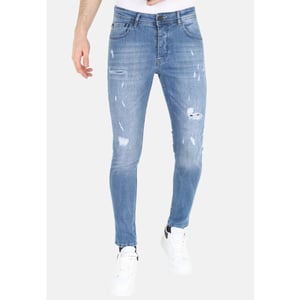 Mario Morato Slimfit spijkerbroek stonewash met gaten