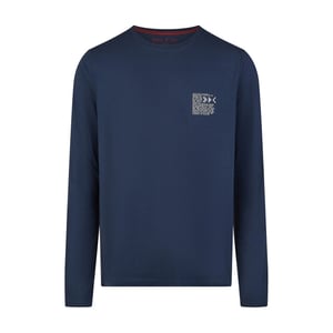 Phil & Co Heren pyjama set lang jersey katoen blauw/grijs