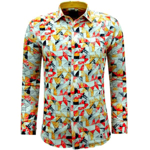 Gentile Bellini Strijkvrijlange mouwen slim fit met geel