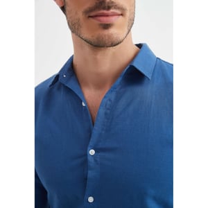 William de Faye Linnen shirt blauw