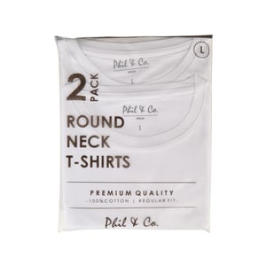 Phil & Co Heren ondershirt katoen t-shirt ronde hals 2-pack