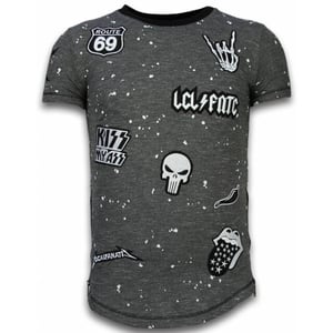 Local Fanatic Longfit asymmetric embroidery t-shirt patches
