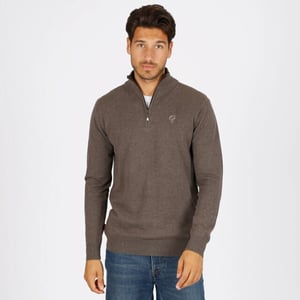 Q1905 Trui kralingen donker taupe melange