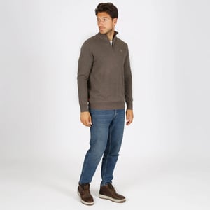 Q1905 Trui kralingen donker taupe melange
