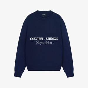 Quotrell Mondrian knitted sweater navy