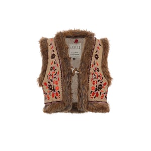 Looxs Revolution Gilet borduursels imitatie bont voor meisjes in de kleur