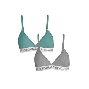 Muchachomalo Meisjes 2-pack triangle top effen