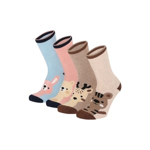 Apollo Huissokken meisjes kind 4-pack dierenprint antislip