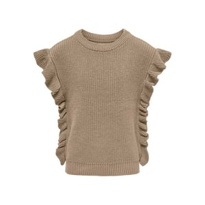 Only Koggitta sl frill vest knit zand