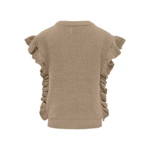 Only Koggitta sl frill vest knit zand
