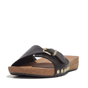 FitFlop Iqushion adjustable buckle leather slides