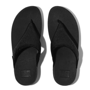 FitFlop Lulu crinkled-shimmer toe-post sandals