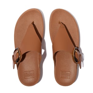 FitFlop Lulu resin-buckle leather toe-post sandals