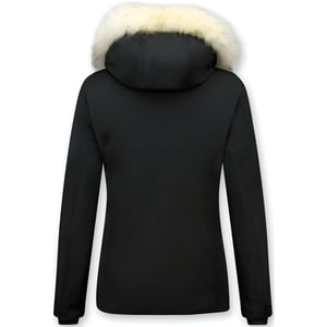 Matogla Korte winterjas met witte echte bontkraag